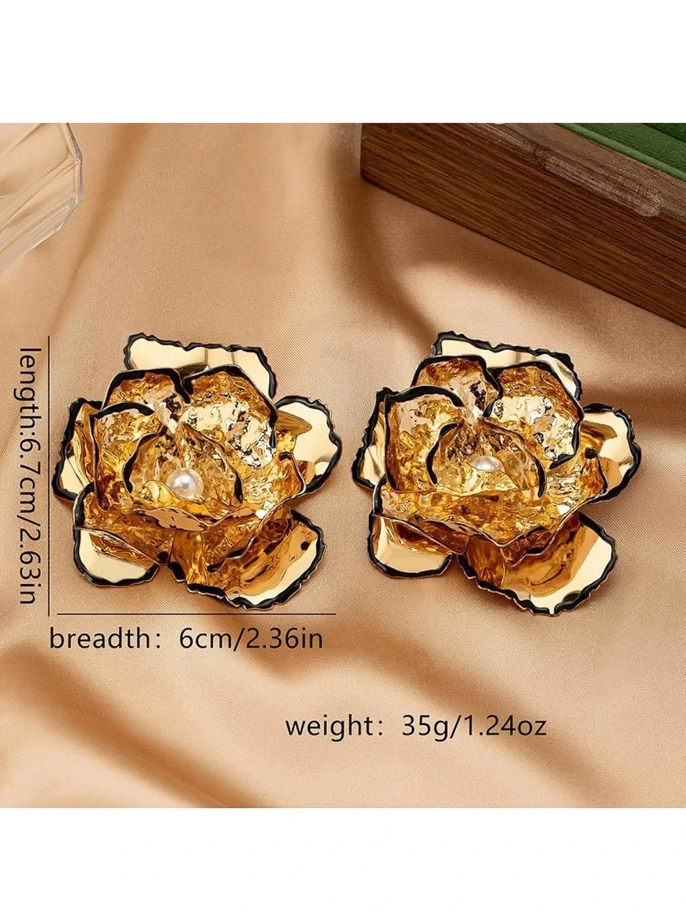 Zara Gold Floral Statement Earrings with Pearl